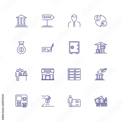 Banking line icon set. Safe, transaction, payment. Finance concept. Can be used for topics like investment, saving, money