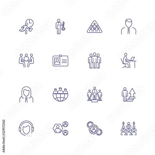 Businesspeople line icon set. Meeting, workplace, key solution. Business concept. Can be used for topics like management, teamwork, leadership