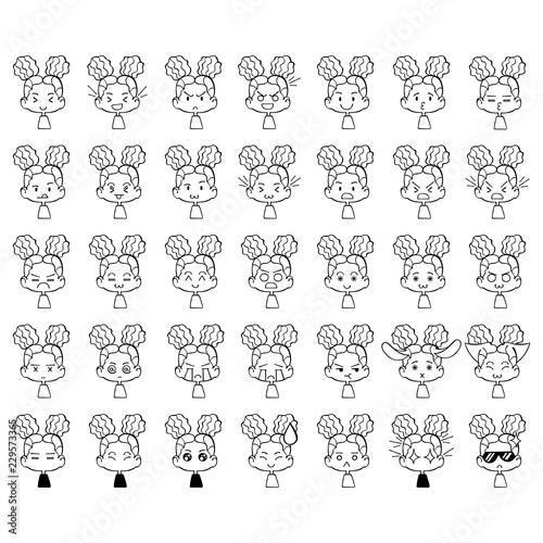 Little people. Cartoons. Emotions. Smileys. Isolated vector objects on white background. Set.