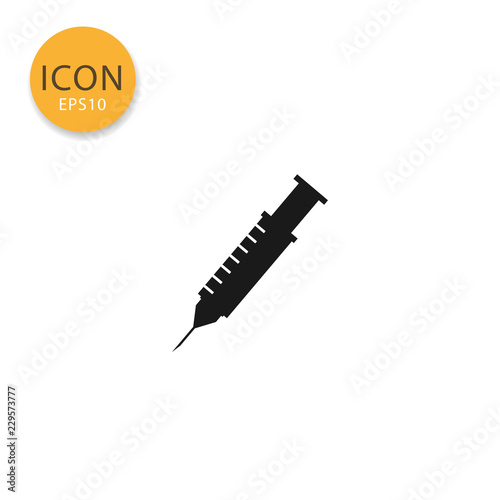 Injection syringe icon isolated flat style.