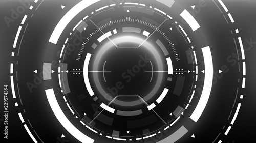 Futuristic Technology Abstract Circlular Background. Vector Science Fiction Hi-Tech Wallpaper