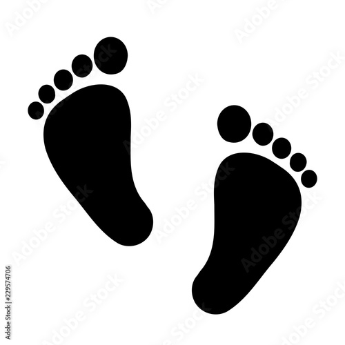 Human feet black silhouette symbol. Footprint icon. Vector