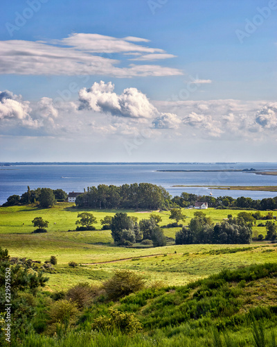 Landscape and Baltic Sea with clouds on the island Hiddensee.