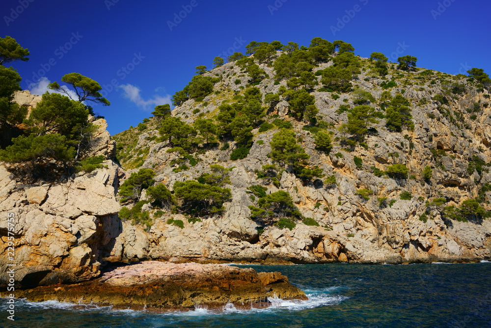 Spectacular coastline, Cala en Feliu, northern Majorca, Balearic Islands, Spain.