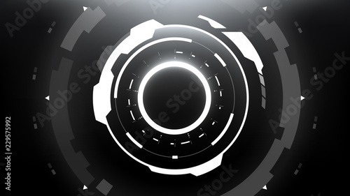 Futuristic Technology Abstract Circlular Background. Vector Science Fiction Hi-Tech Wallpaper