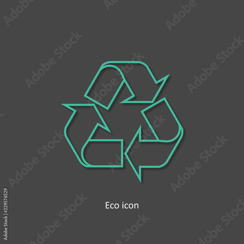 3d outline recycle icon. Isolated recycle design element in trendy paper art 3d style. Eco concept for print or info graphic. Recycle or reuse concept.