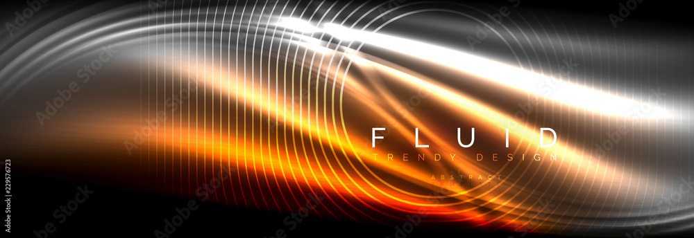 Neon glowing fluid wave lines, magic energy space light concept, abstract background wallpaper design Neon glowing fluid wave lines, magic energy space light concept, abstract background wallpaper design