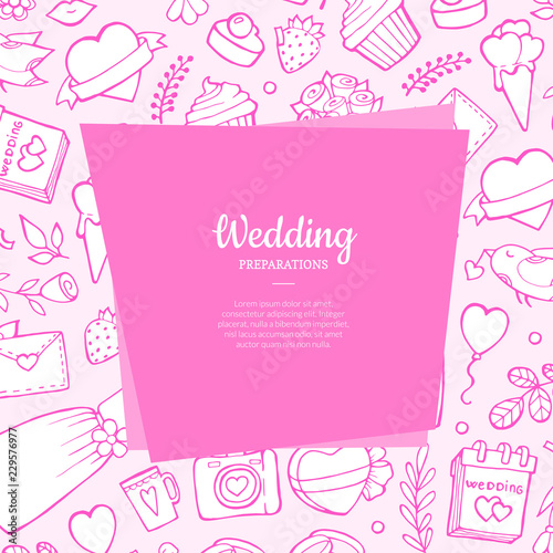 Vector doodle wedding elements background with place for text illustration © ONYXprj