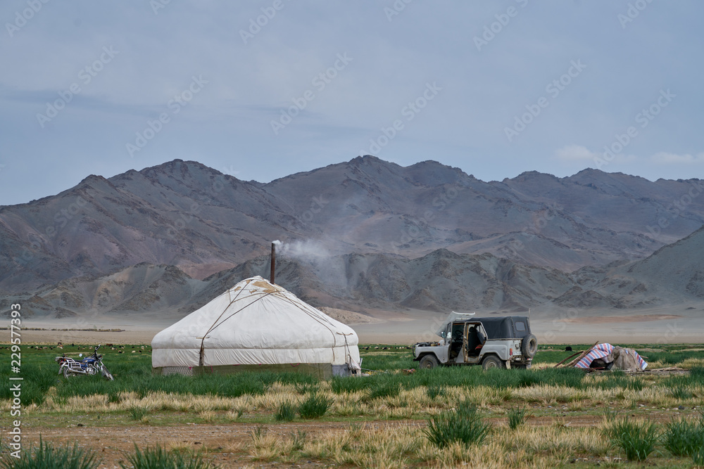 Mongolian  ger (yurt) in Altai Mountains in Mongolia