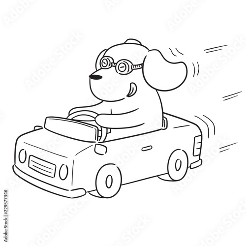 vector of dog driving car