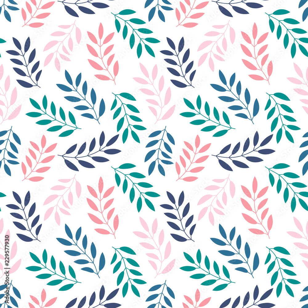 Floral seamless pattern with branches and leaves. Vector illustration. Floral seamless pattern with branches and leaves. Vector illustration.