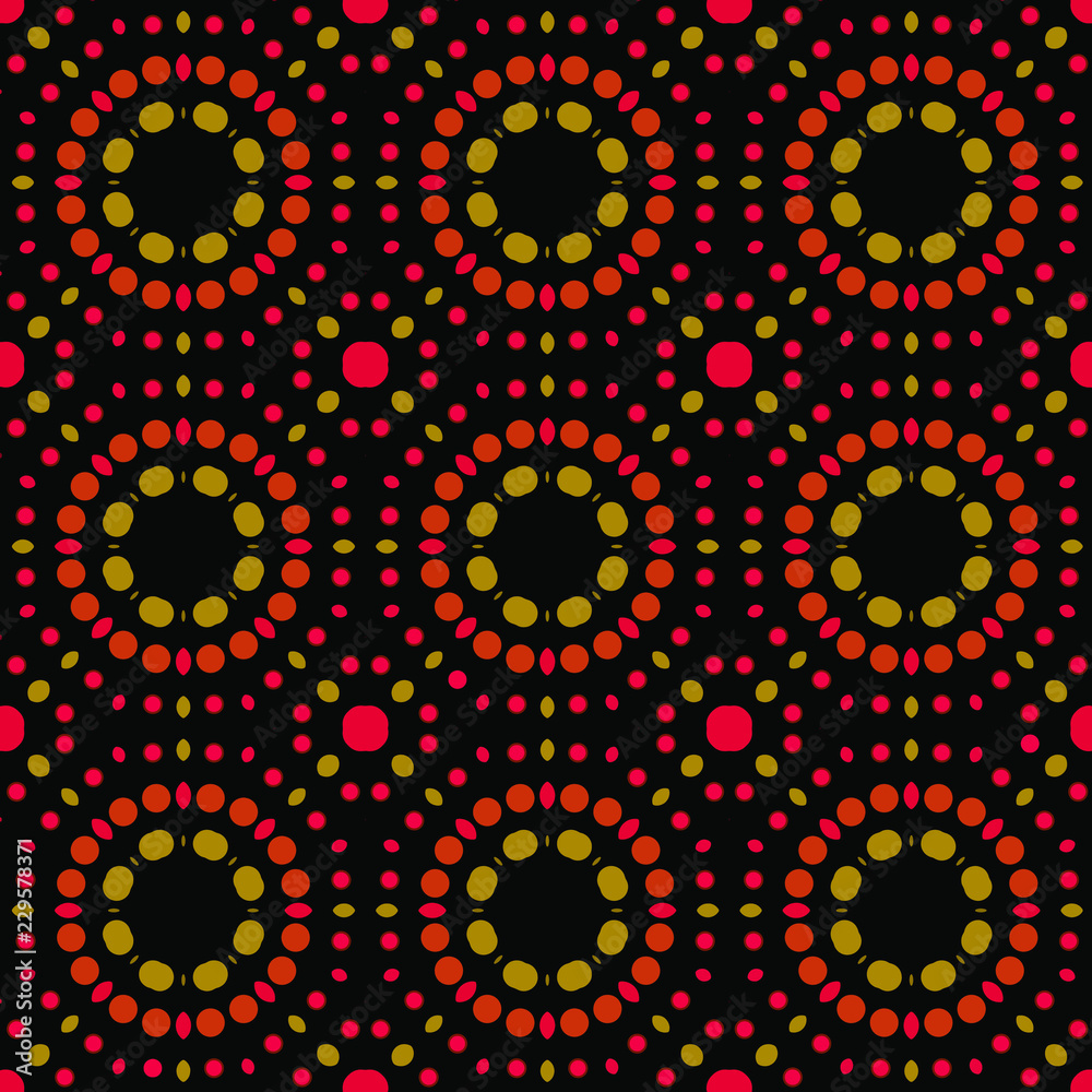 Seamless abstract pattern background with a variety of colored circles.