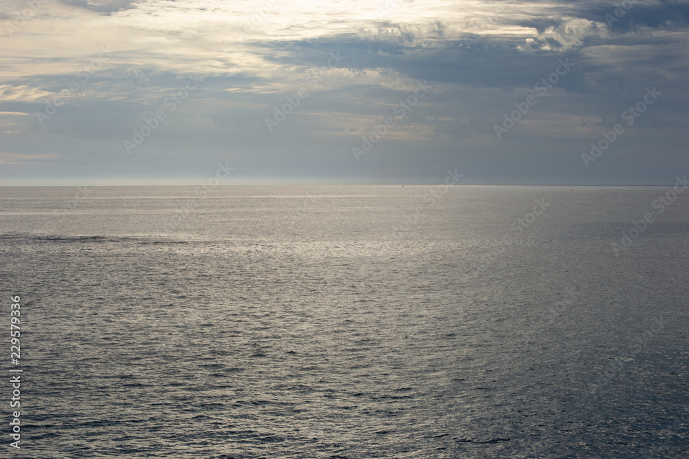 Landscape of the beach at sunset in a cloudy day