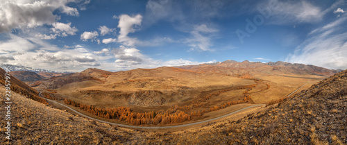 mountains road aerial view autumn panorama