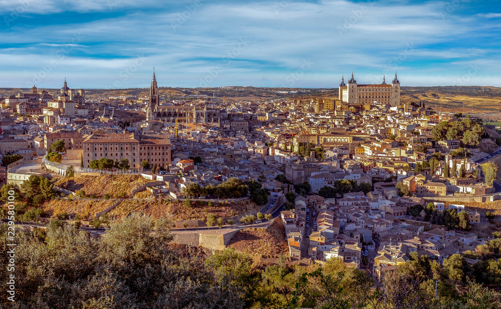 TOLEDO, Spain cityscape with skyline and panoramic view of the horizon