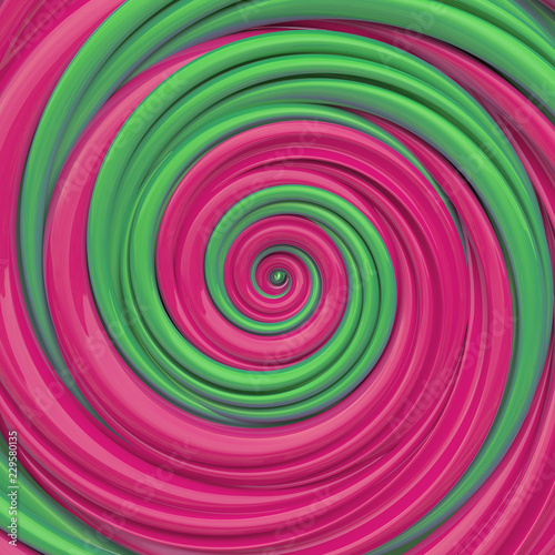 3d abstract Christmas candy cane  pink green helix  spiral background