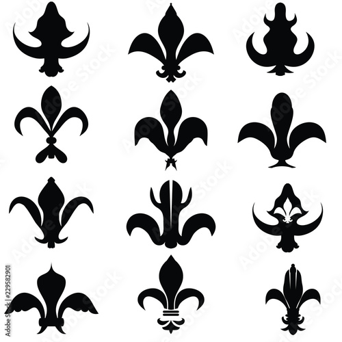 Heraldic lily. Royal french heraldry design elements for coat of arms, emblem or medieval design