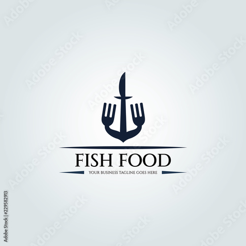 Fish food logo design template. Vector illustration