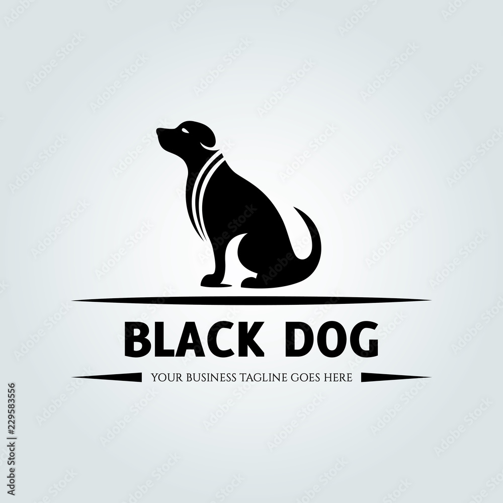 Black dog logo design template. Vector illustration Stock Vector