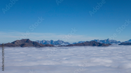 Mountains coming out from the clouds, Austria 