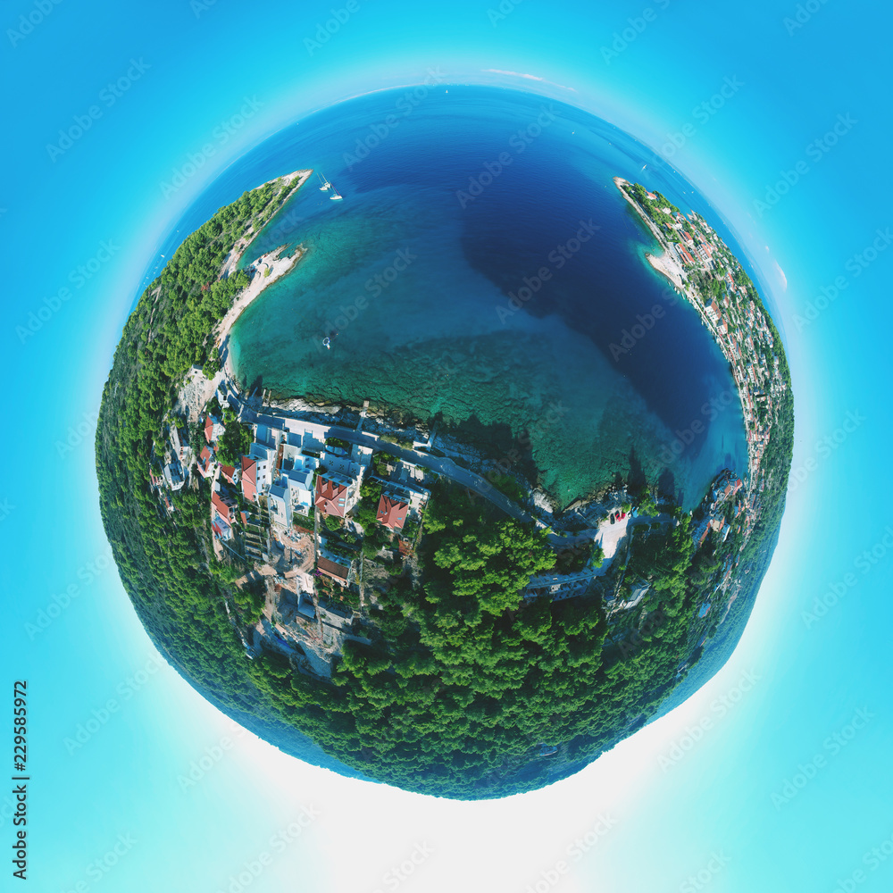Fototapeta premium Exciting sunny warm day townscape of fisher man village and island Solta south of Split. Famous destination for tourists in Adriatic sea and the central Dalmatian archipelago, Croatia, Europe.