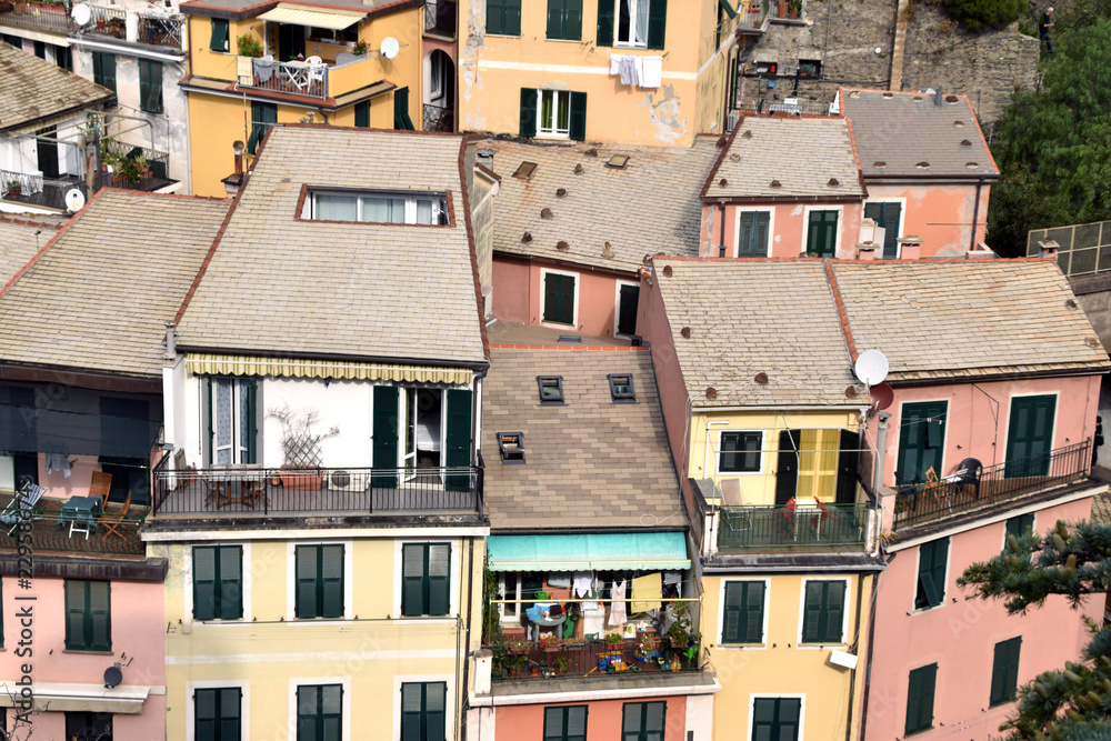 Roofs and houses of the village of Vernazza - Liguria - Italy