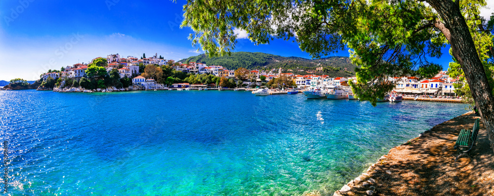 beautiful greek islands- Skiathos. Northen Sporades of Greece - obrazy, fototapety, plakaty 