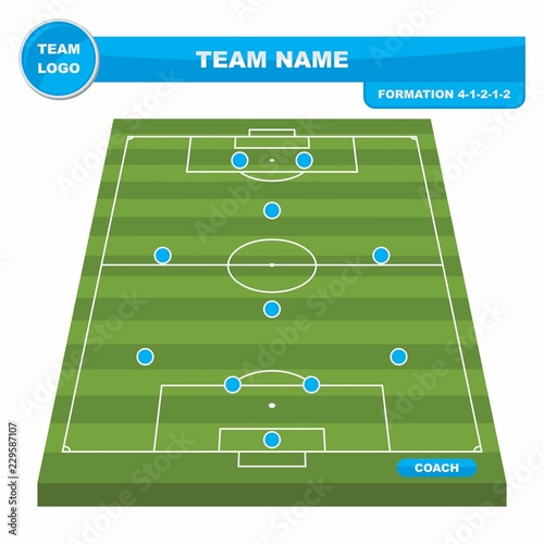 Football  Soccer  formation strategy template with perspective field  4-1-2-1-2 .