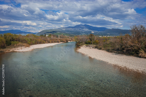 Scenic image of  river Arahthos in Arta, Greece photo