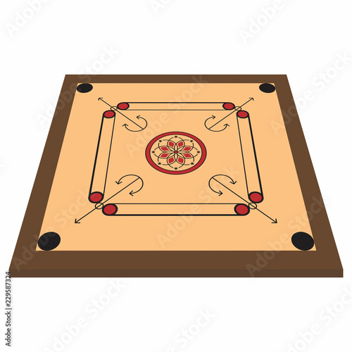 Perspective view various family game, carrom board.