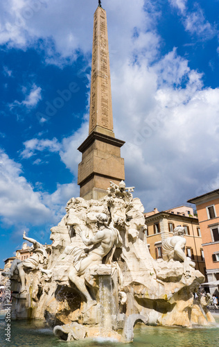 Fontana dei Quattro Fiumi on Piazza Navona in Rome, Italy