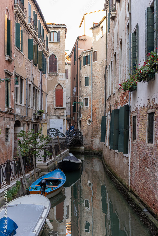 Venice Canal With Some Boats, Italy