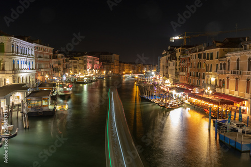 Canal Grande From Ponte Di Rialto At Night  Venice Italy