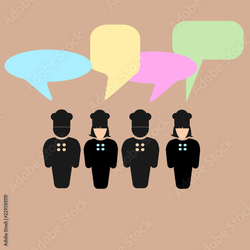 group of chef brain storm icon concept.