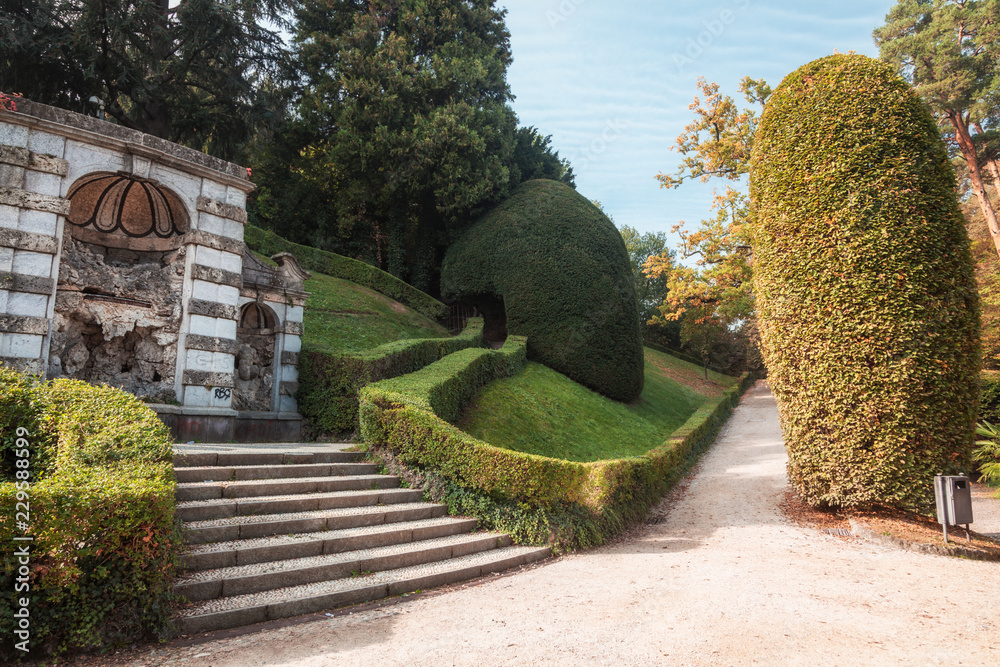 VARESE, ITALY Public gardens of Estense Palace, in Varese.