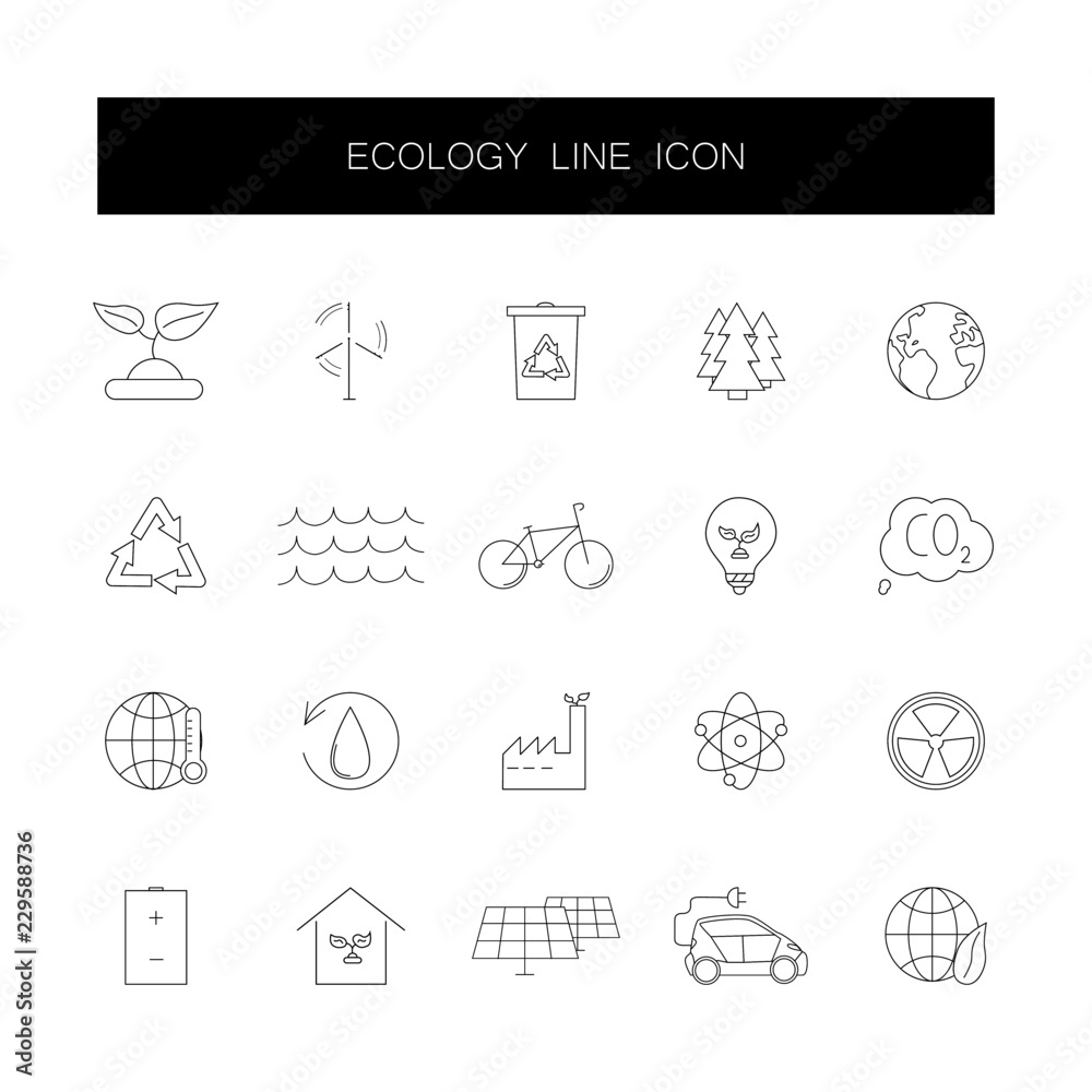 Line icons set. Ecology pack. Vector illustration