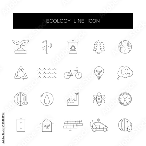 Line icons set. Ecology pack. Vector illustration