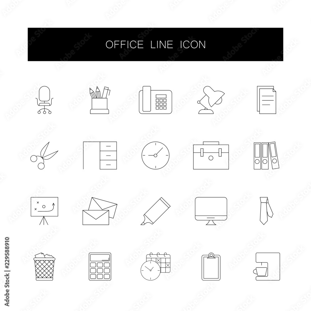 Line icons set. Office pack. Vector illustration Line icons set. Office pack. Vector illustration