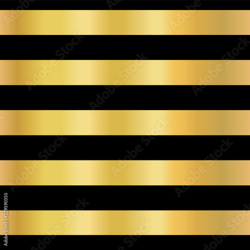 Gold foil stripe seamless vector background. Horizontal gold lines on black pattern. Elegant, simple, luxurious design for wallpaper, scrap booking, banners, New Year, invitation, birthday celebration