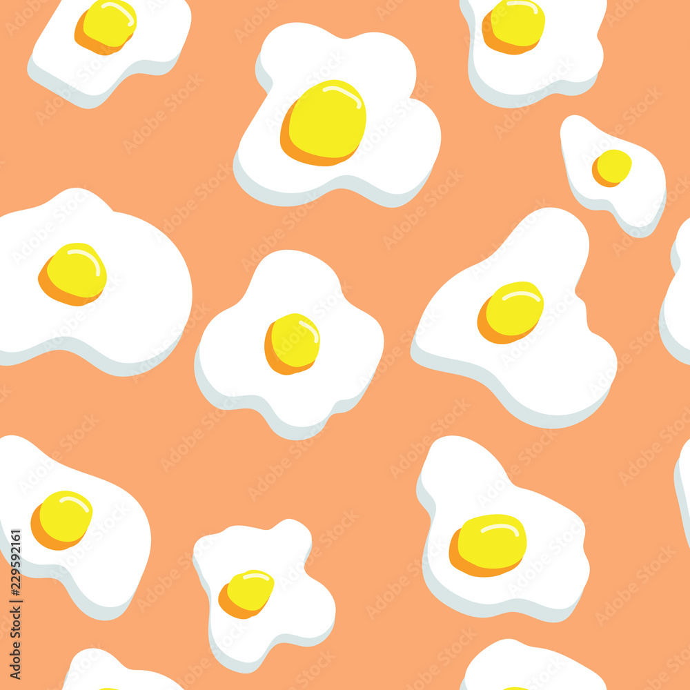 Funny seamless pattern with fried eggs. Hipster life style background. For fashion fabrics, prints, textile, wallpaper. Trendy print. Funny seamless pattern with fried eggs. Hipster life style background. For fashion fabrics, prints, textile, wallpaper. Trendy print.