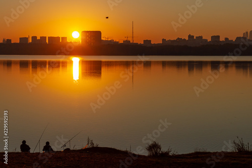 Photography sunrise in the city of moscow