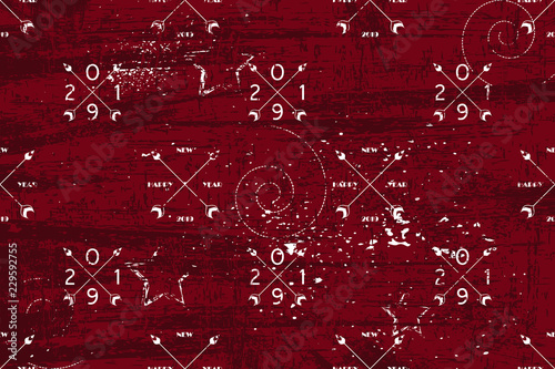 minimalistic pattern of arrows and number two thousand nineteen. new year. Christmas decorations. 