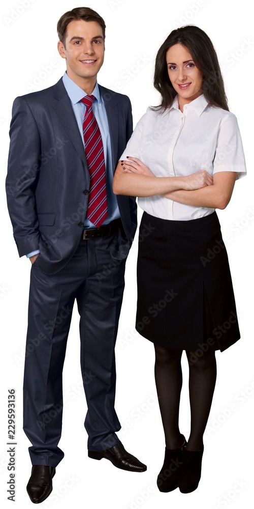 Friendly Coworkers Standing and Smiling - Isolated Friendly Coworkers Standing and Smiling - Isolated