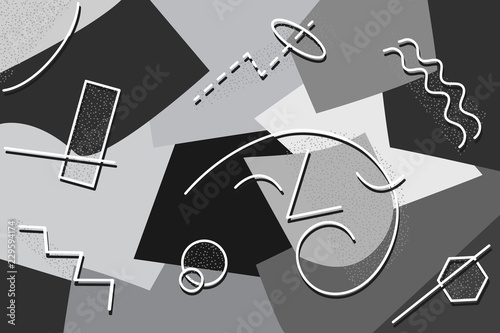 Abstract vector geometric composition "The thinker" in gray tons