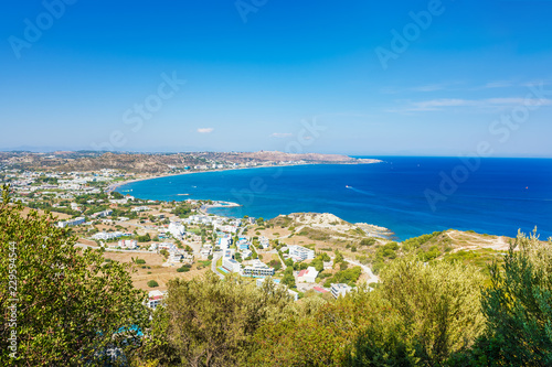 View of hotels in Faliraki and Mediteranean sea (Rhodes, Greece) © lubos K