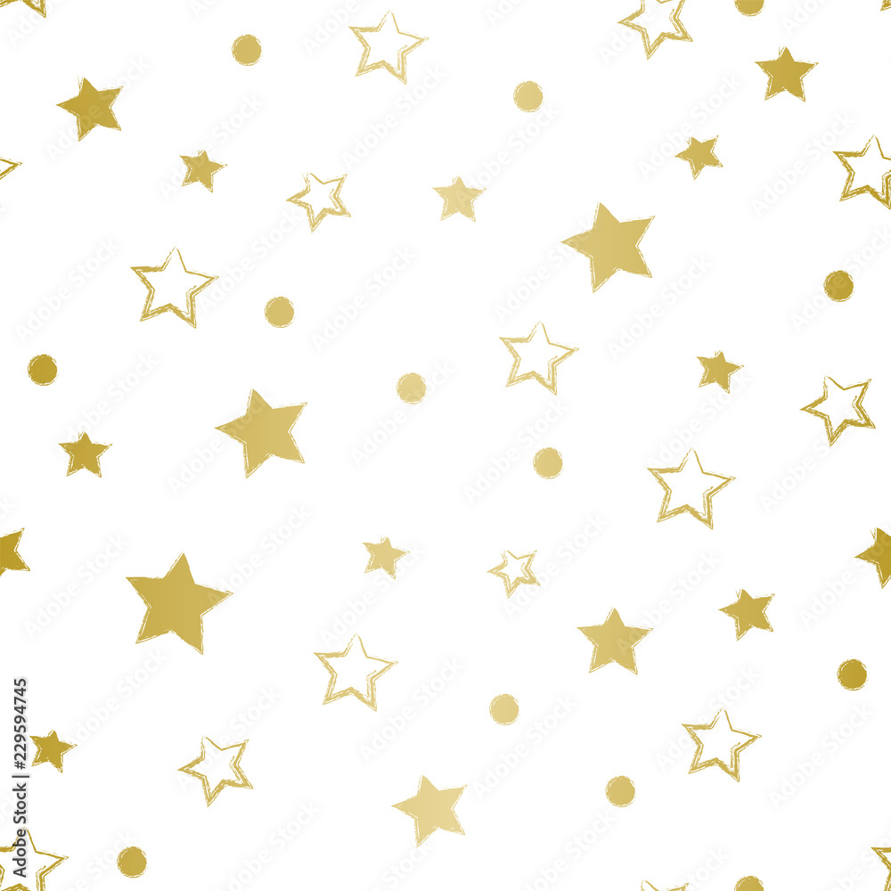 Golden Christmas Pattern with Stars Golden Christmas Pattern with Stars