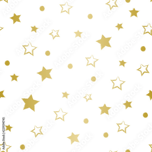 Golden Christmas Pattern with Stars