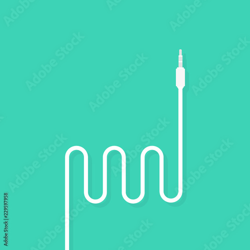 earphones jack icon with white cord. concept of meloman items for earbud or ear plugs and personal gadget. Vector illustration.