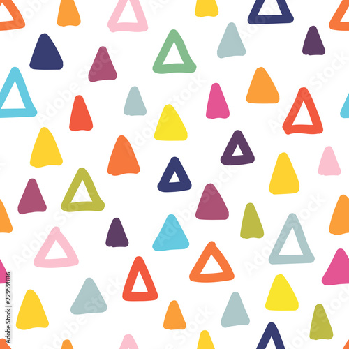 Seamless hand drawn geometric pattern. Seamless abstract doodle triangle geometrical background. Infinity geometric pattern. Vector illustration.