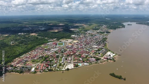 Aerial view of Saint Laurent du Maroni Guiana. French colonial city  photo